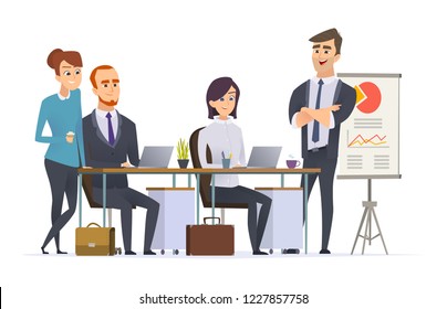 Group managers workplace. Businessman team working expert analyse professional specialists people at office work