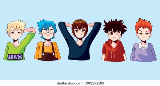 Group Manga Boys Anime Cartoon