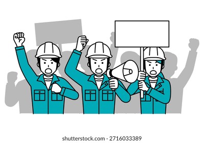 Un grupo de trabajadores manuales protestando