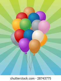 Group of many festive colored balloons illustration