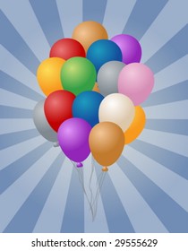 Gruppe von vielen festlich gefärbten Ballons Illustration