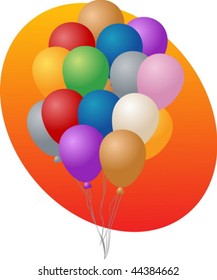 Group of many festive colored balloons illustration