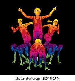 Group of Marathon runner, People running front view designed using colorful graphic vector