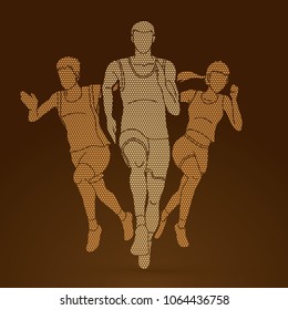 Group of Marathon runner, People running front view designed using geometric pattern graphic vector