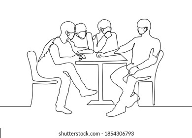 Group Masked Men Sitting Table 260nw 1854306793 