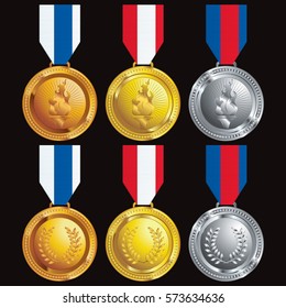 group of medals with ribbons