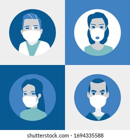 Group of Medical Doctors and Staff Portraits Wearing Protective Masks