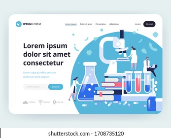 A group of medical scientists is developing an antiviral drug for the flu Coronavirus epidemic global crisis, protection from dangerous, contagious and lethal respiratory infection Vector illustration