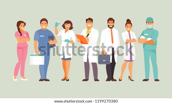 Group Medical Workers Doctors Lab Technician Stock Vector (Royalty Free ...