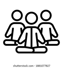 Icono de meditación de grupo. Icono de vector de meditación de grupos de esquema para diseño web aislado en fondo blanco