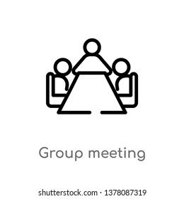group meeting vector line icon. Simple element illustration. group meeting outline icon from people concept. Can be used for web and mobile