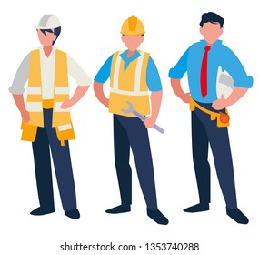 group of men builders working