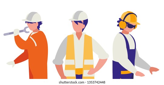 group of men builders working