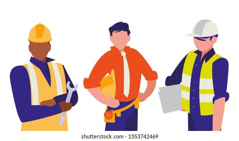 group of men builders working
