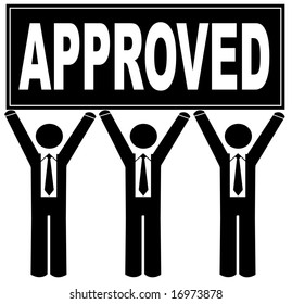  group of men holding sign up that says approved