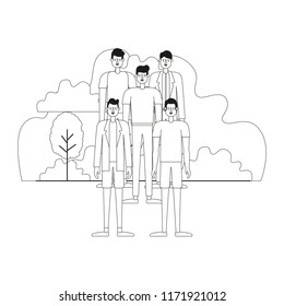 group of men in the landscape scene