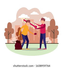 group of men lifting thermometer characters vector illustration design