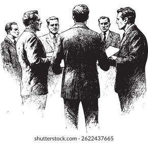 Grupo de hombres arte de línea