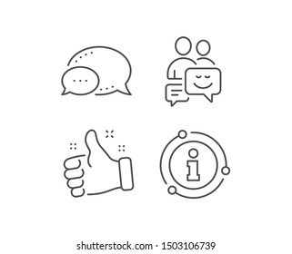 Group of Men line icon. Chat bubble, info sign elements. Human communication symbol. Teamwork sign. Linear communication outline icon. Information bubble. Vector