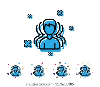 Group of Men line icon. Human communication symbol. Teamwork sign. Line icon with geometric elements. Bright colourful group design. Vector