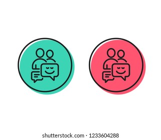 Group of Men line icon. Human communication symbol. Teamwork sign. Positive and negative circle buttons concept. Good or bad symbols. Communication Vector