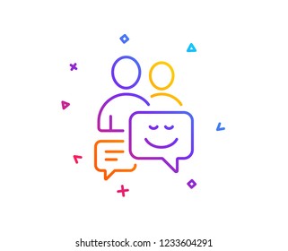 Group of Men line icon. Human communication symbol. Teamwork sign. Gradient line button. Communication icon design. Colorful geometric shapes. Vector