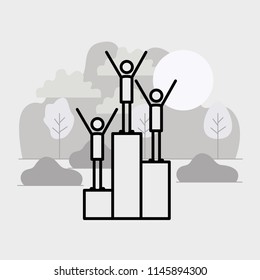 group of men in the podium linear figures