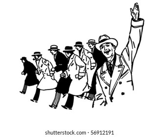 Group Of Men - Retro Clip Art