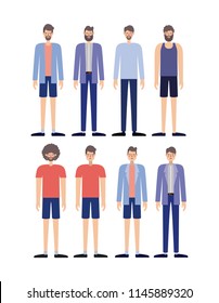group of men retro styles characters