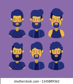 group of men retro styles characters