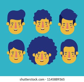 group of men retro styles characters