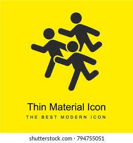 Group of men running bright yellow material minimal icon or logo design