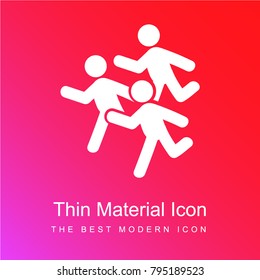 Group of men running red and pink gradient material white icon minimal design