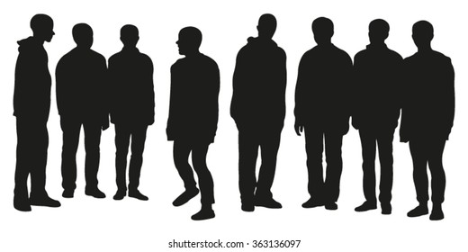 Silhouettes Business People Standing Line Stock Vector (Royalty Free ...