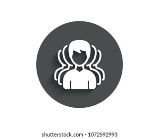 Group of Men simple icon. Human communication symbol. Teamwork sign. Circle flat button with shadow. Vector