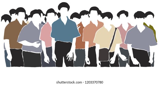 A group of men standing are modelling for colorful casual attire.