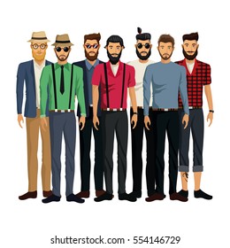 group men style hispter bearded fashionable
