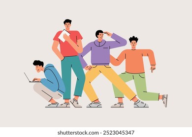 A group of men teamwork illustration