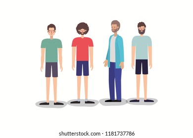 group of men walking characters
