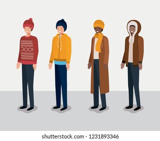 Group Men Winter Clothes Stock Vector (Royalty Free) 1231893346