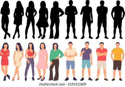 group of men and women  in flat style, vector