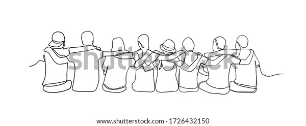 Group Men Women Sitting Together Have Stock Vector (Royalty Free ...