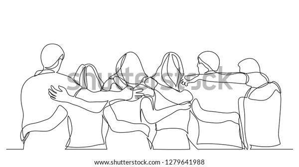 Group Men Women Standing Together Showing Stock Vector Royalty Free