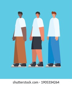 group of mens on a blue background vector illustration design