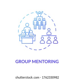 Group mentoring concept icon. Collective mentorship model. Educational seminars, conferences and school programs idea thin line illustration. Vector isolated outline RGB color drawing
