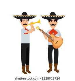 group of mexican mariachi characters