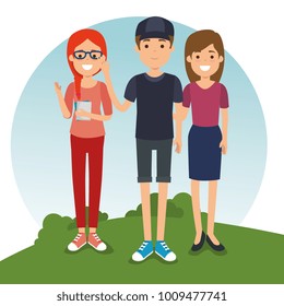 group of milennials generation young people