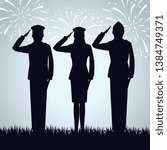 group of military people silhouettes