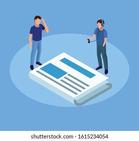 group of mini people reading electronics books with smartphone vector illustration design