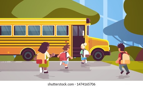 Students Walking On Bus Parked On Stock Vector (Royalty Free) 541274146